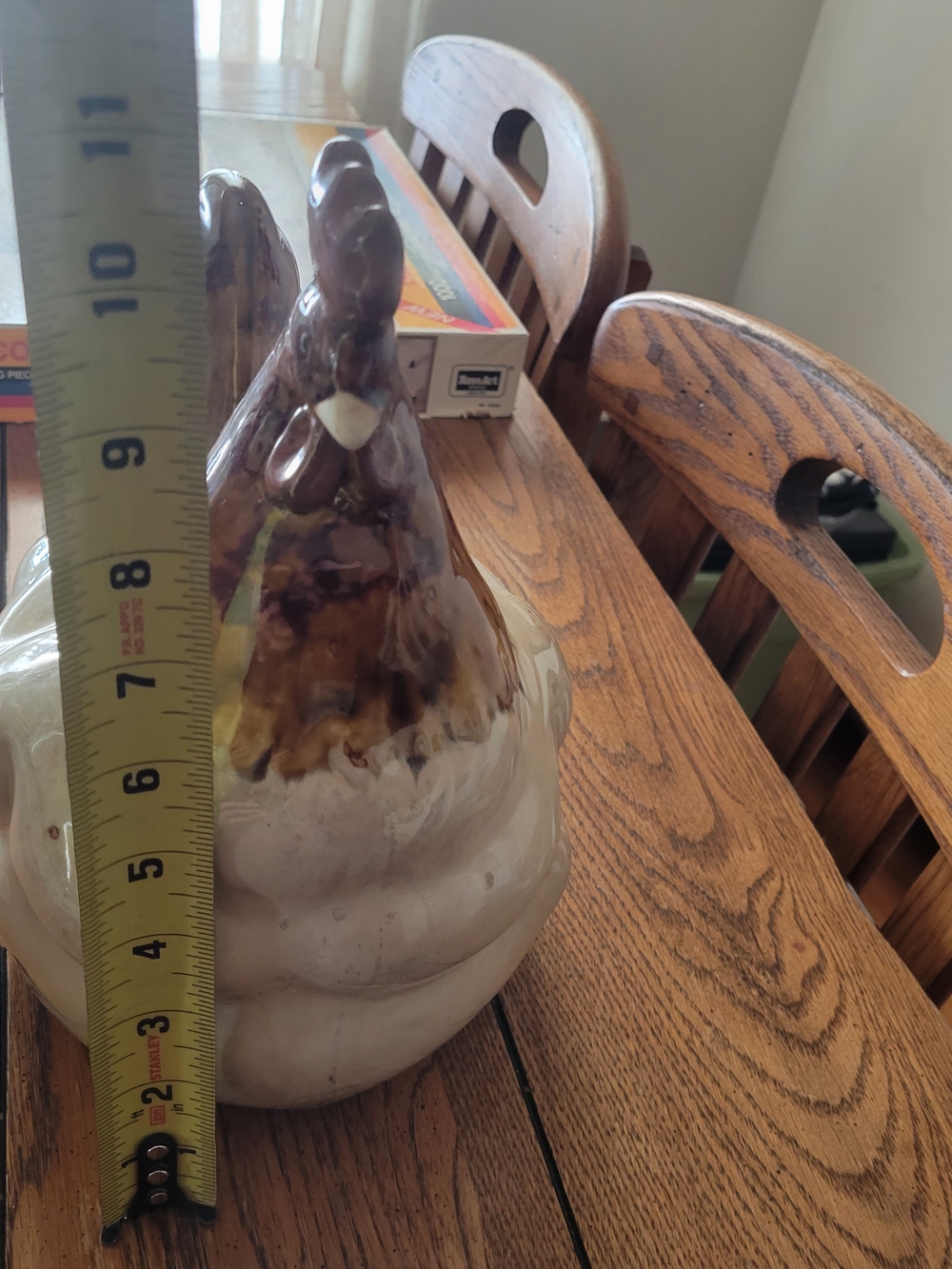 Ceramic Hen Decorative Figurine - Cream and Brown